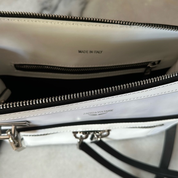 NWT ZADIG & VOLTAIRE Women’s White Leather Zip Crossbody Shoulder Bag - Picture 3 of 6